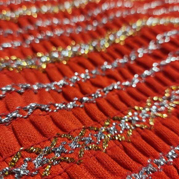 Vintage 60s Holidays bright red and gold babydoll long bell-sleeved maxi dress - Picture 10 of 14